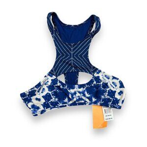 Rip Curl Hi Neck Bikini Swimsuit Top Fairweather Blue Cut Out Tie Dye Tag Sz L